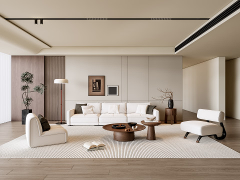 Sofa Coffee table Wall panel Living Combination 8 3Dモデル
