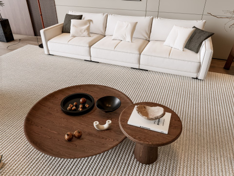 Sofa Coffee table Wall panel Living Combination 8 3Dモデル