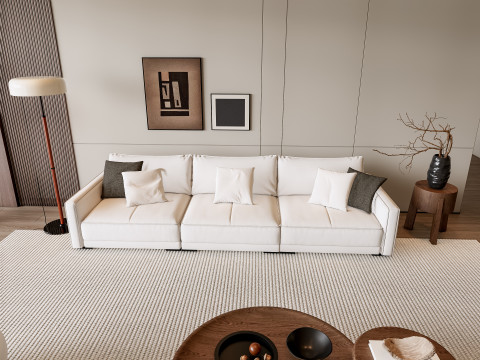 Sofa Coffee table Wall panel Living Combination 8 3Dモデル
