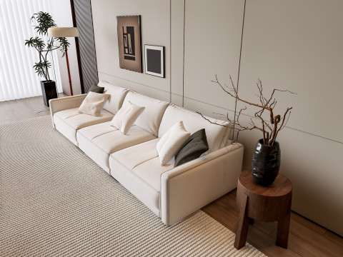 Sofa Coffee table Wall panel Living Combination 8 3Dモデル