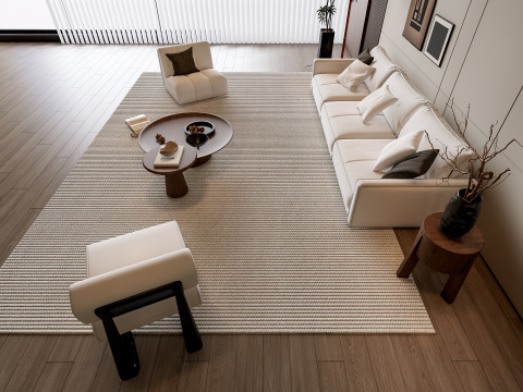Sofa Coffee table Wall panel Living Combination 8 3Dモデル