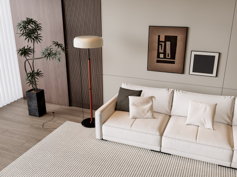 Sofa Coffee table Wall panel Living Combination 8 3Dモデル
