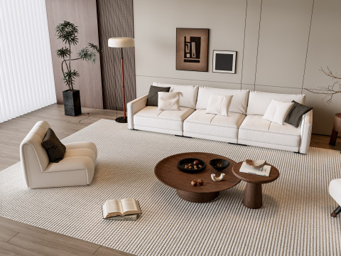 Sofa Coffee table Wall panel Living Combination 8 3Dモデル