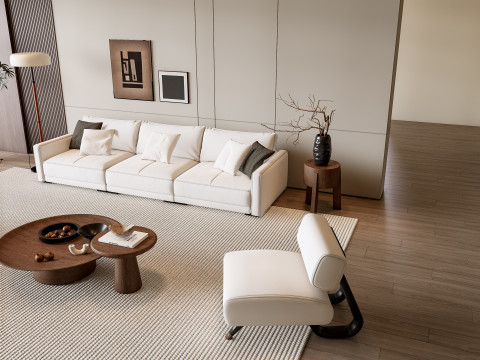 Sofa Coffee table Wall panel Living Combination 8 3Dモデル