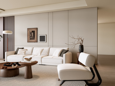 Sofa Coffee table Wall panel Living Combination 8 3Dモデル