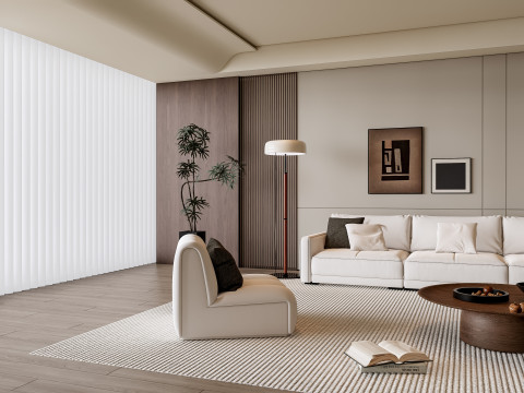 Sofa Coffee table Wall panel Living Combination 8 3Dモデル