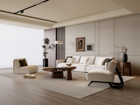 Sofa Coffee table Wall panel Living Combination 8 3Dモデル