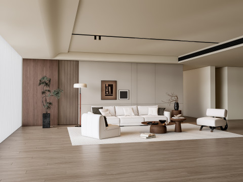 Sofa Coffee table Wall panel Living Combination 8 3Dモデル