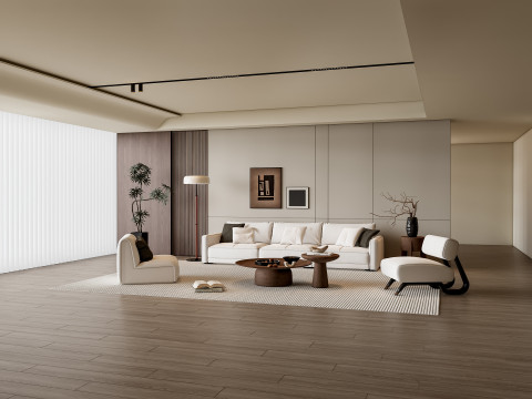 Sofa Coffee table Wall panel Living Combination 8 3Dモデル