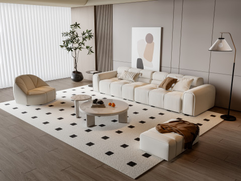 Sofa Coffee table Wall panel Living Combination 9 3Dモデル