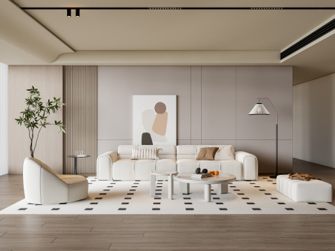 Sofa Coffee table Wall panel Living Combination 9 3Dモデル