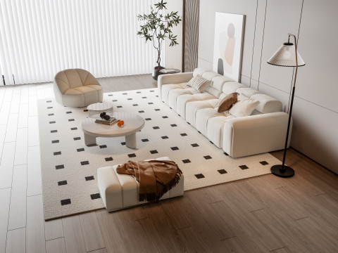 Sofa Coffee table Wall panel Living Combination 9 3Dモデル