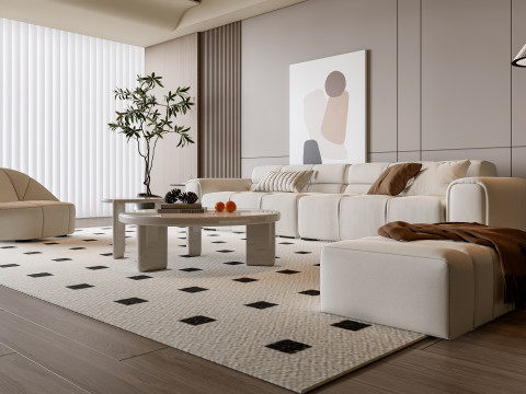 Sofa Coffee table Wall panel Living Combination 9 3Dモデル