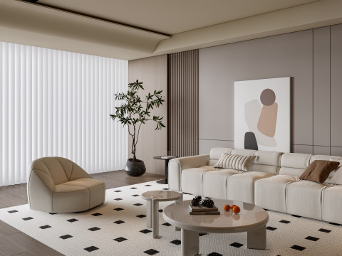 Sofa Coffee table Wall panel Living Combination 9 3Dモデル