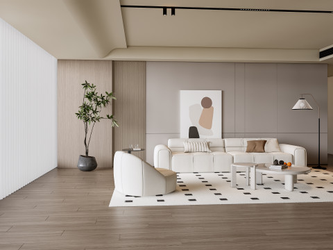 Sofa Coffee table Wall panel Living Combination 9 3Dモデル