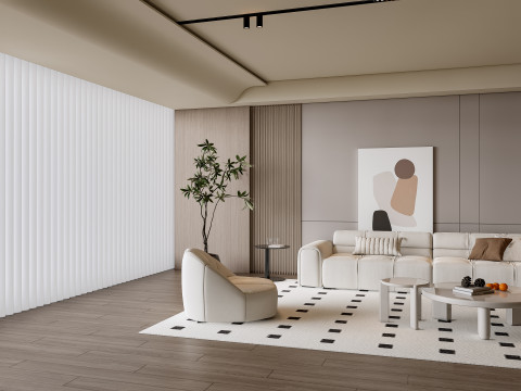 Sofa Coffee table Wall panel Living Combination 9 3Dモデル