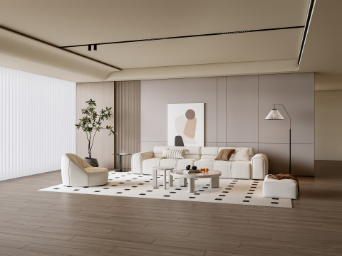 Sofa Coffee table Wall panel Living Combination 9 3Dモデル