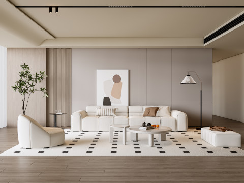 Sofa Coffee table Wall panel Living Combination 9 3Dモデル