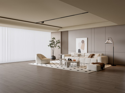 Sofa Coffee table Wall panel Living Combination 9 3Dモデル