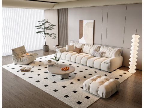 Sofa Coffee table Wall panel Living Combination 10 3D 模型
