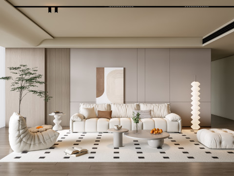 Sofa Coffee table Wall panel Living Combination 10 3D 模型