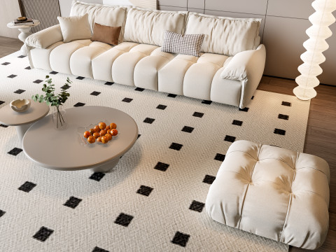 Sofa Coffee table Wall panel Living Combination 10 3D 模型
