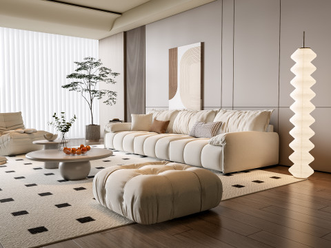 Sofa Coffee table Wall panel Living Combination 10 3D 模型