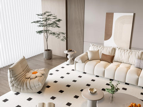 Sofa Coffee table Wall panel Living Combination 10 3D 模型
