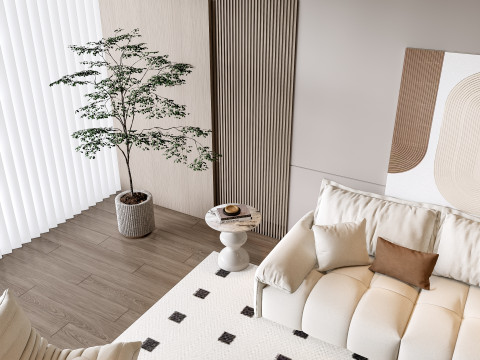 Sofa Coffee table Wall panel Living Combination 10 3D 模型