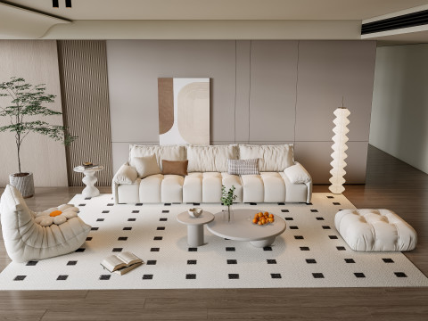 Sofa Coffee table Wall panel Living Combination 10 3D 模型