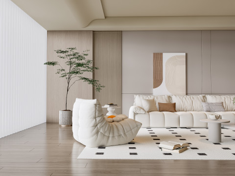 Sofa Coffee table Wall panel Living Combination 10 3D 模型