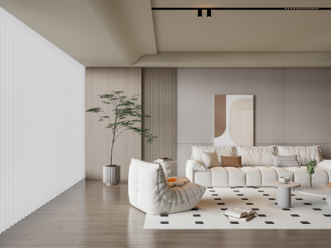 Sofa Coffee table Wall panel Living Combination 10 3D 模型