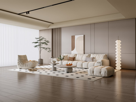 Sofa Coffee table Wall panel Living Combination 10 3D 模型