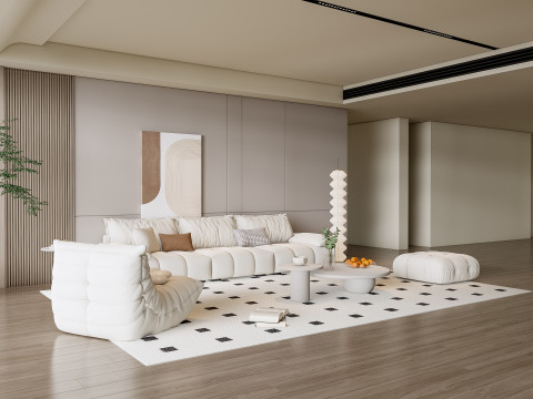 Sofa Coffee table Wall panel Living Combination 10 3D 模型