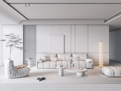 Sofa Coffee table Wall panel Living Combination 10 3D 模型
