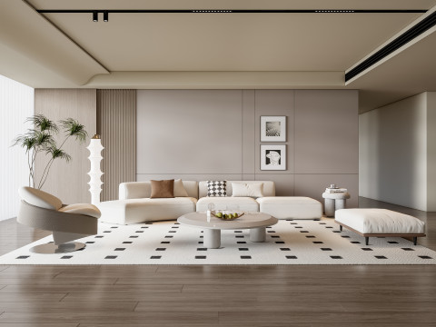 Sofa Coffee table Wall panel Living Combination 11 3D Model