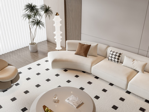 Sofa Coffee table Wall panel Living Combination 11 3D Model