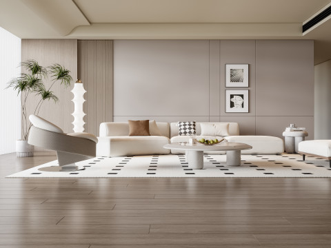 Sofa Coffee table Wall panel Living Combination 11 3D Model