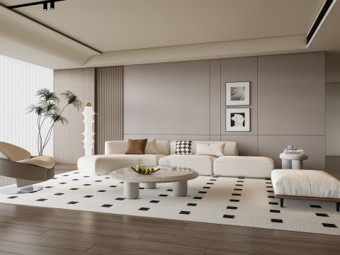 Sofa Coffee table Wall panel Living Combination 11 3D Model