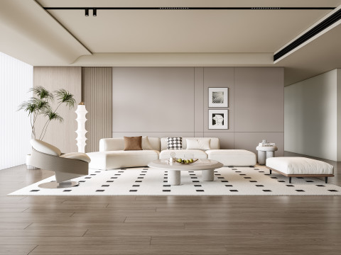Sofa Coffee table Wall panel Living Combination 11 3D Model