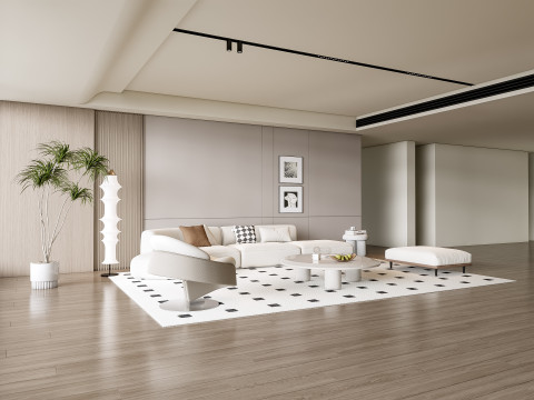 Sofa Coffee table Wall panel Living Combination 11 3D Model