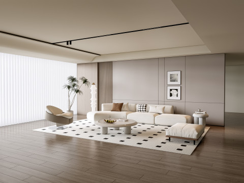 Sofa Coffee table Wall panel Living Combination 11 3D Model