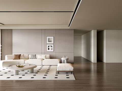 Sofa Coffee table Wall panel Living Combination 11 3D Model