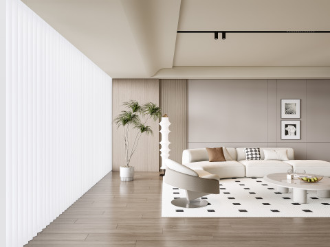 Sofa Coffee table Wall panel Living Combination 11 3D Model