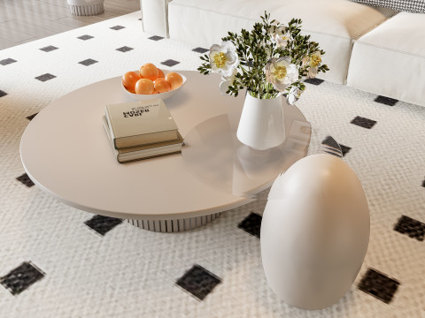 Sofa Coffee table Wall panel Living Combination 12 3D Model