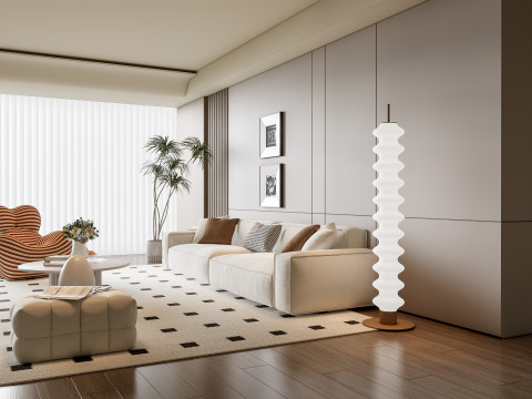 Sofa Coffee table Wall panel Living Combination 12 3D Model
