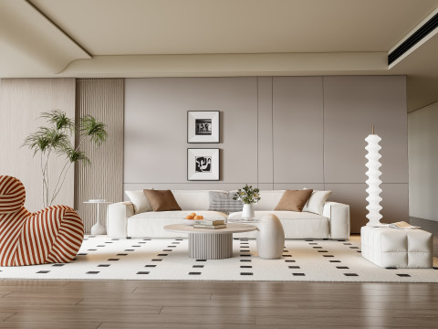Sofa Coffee table Wall panel Living Combination 12 3D Model