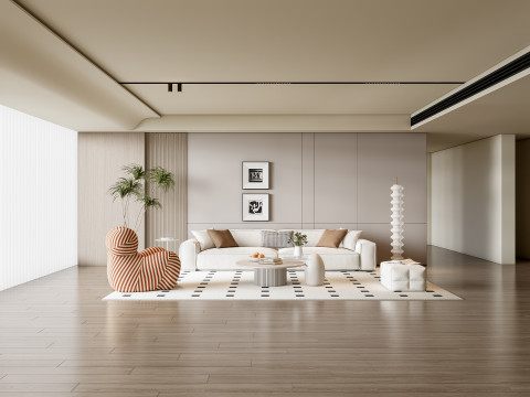 Sofa Coffee table Wall panel Living Combination 12 3D Model