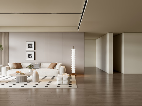 Sofa Coffee table Wall panel Living Combination 12 3D Model