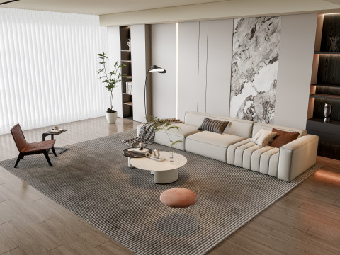 Sofa Coffee table Wall panel Living Combination 13 3D 模型